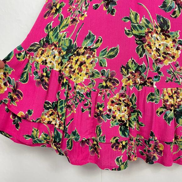 Oddy | NWT Pink Floral Textured Cross Back Knee Length Swing Dress - Picture 5 of 10